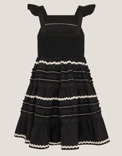 Frilly Ric Rac Sundress, Black (BLACK), large