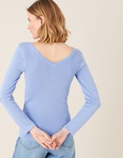 Scallop Jumper with Sustainable Viscose, Blue (BLUE), large