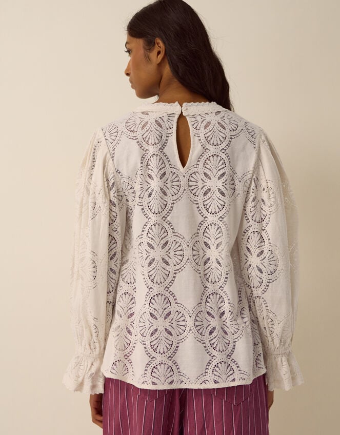 Imogen Lace Blouson Blouse, Ivory (IVORY), large