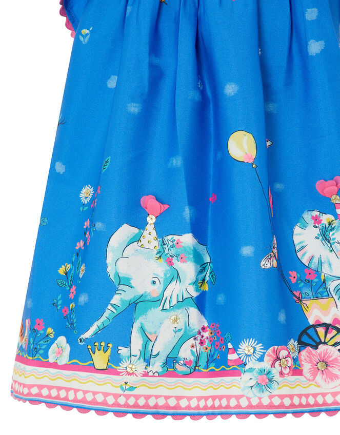 Baby Blue Animal Border Dress in Recycled Fabric, Blue (BLUE), large