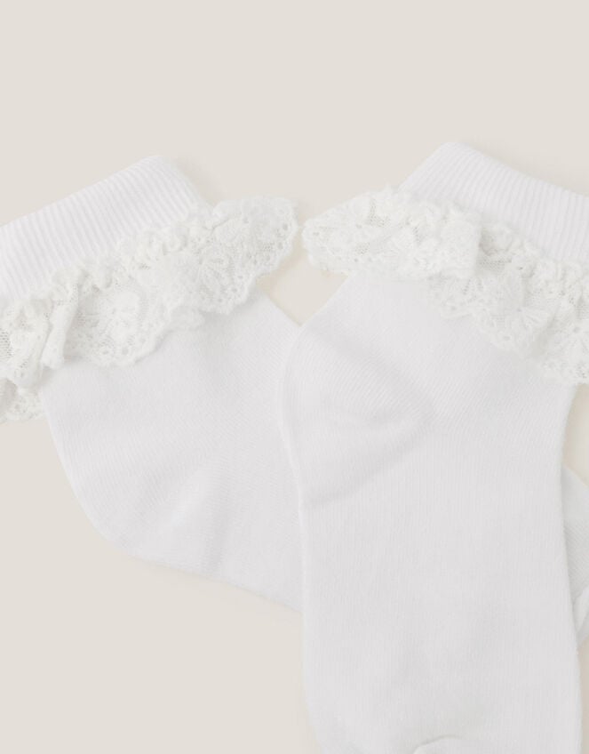 Flower Lace Socks, White (WHITE), large