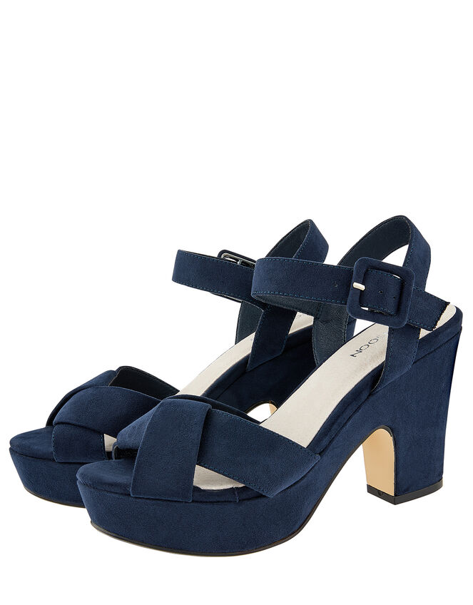 Polly Platform Heeled Sandals, Blue (NAVY), large