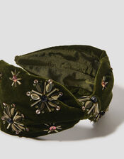 Embellished Velvet Knot Headband, , large