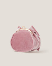 Velvet Bow Clip Frame Bag, Pink (PALE PINK), large
