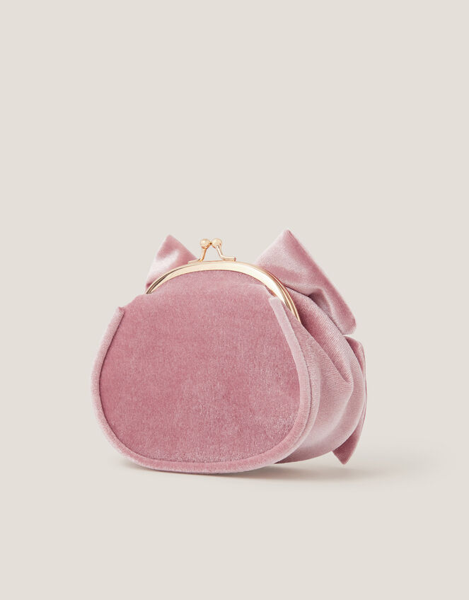 Velvet Bow Clip Frame Bag, Pink (PALE PINK), large