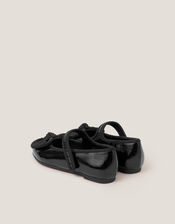 Bow Patent Strap Ballet Flats, Black (BLACK), large