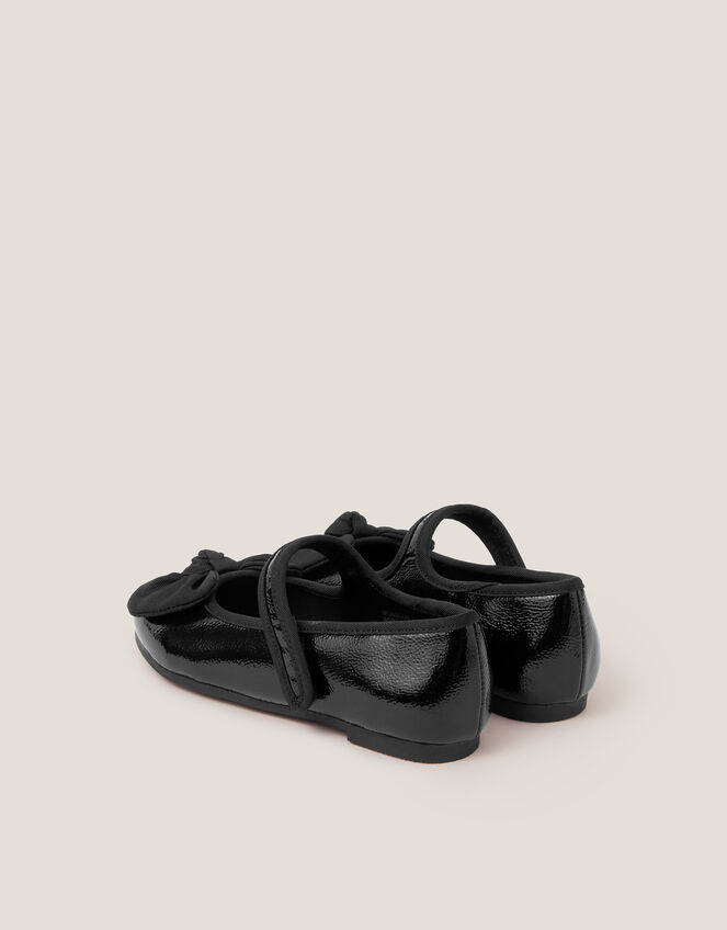 Bow Patent Strap Ballet Flats, Black (BLACK), large