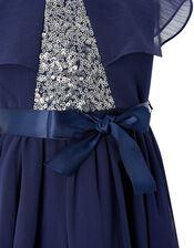 Baby Sequin Cape Dress in Recycled Fabric, Blue (NAVY), large