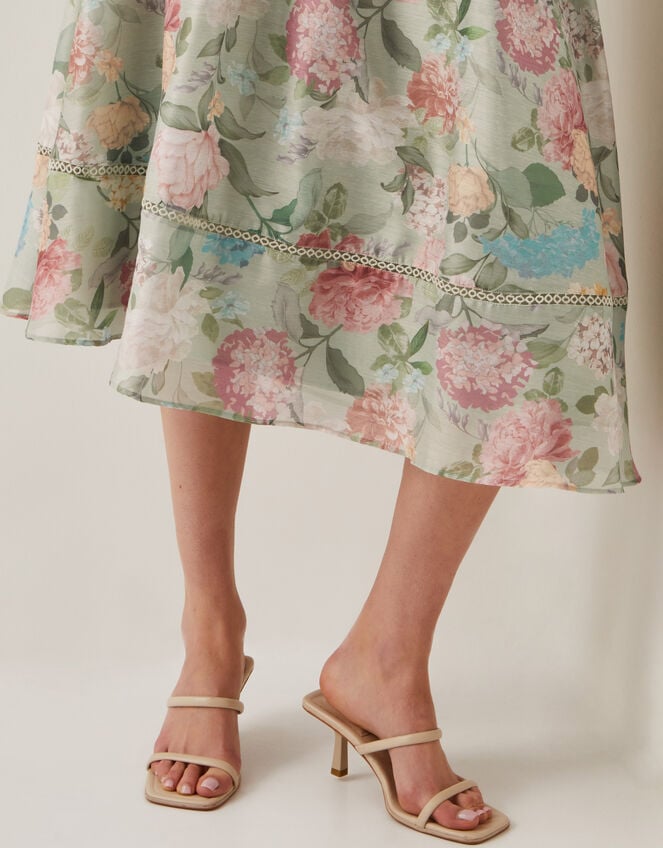 Agnes Floral Print Midi Skirt, Green (SAGE), large
