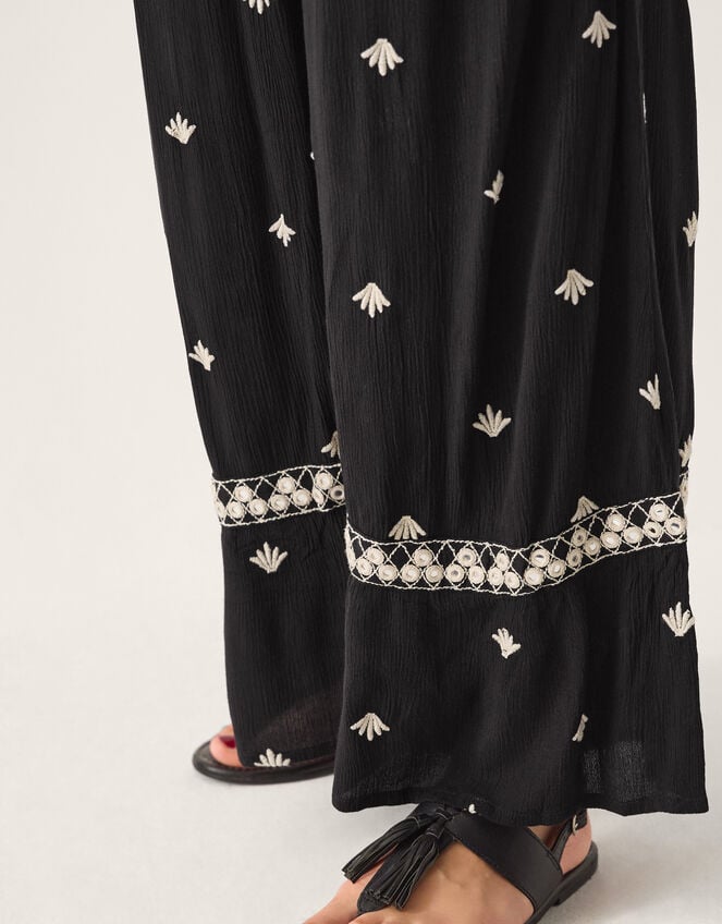 Samara Embroidered Wide Leg Trousers, Black (BLACK), large