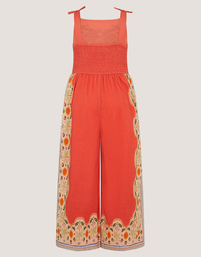 Monsoon x Charlie Taylor Palm Embroidered Jumpsuit, Orange (ORANGE), large