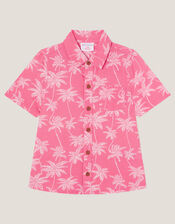 Palm Print Short Sleeve Shirt, Pink (PINK), large