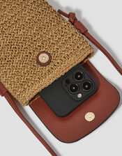 Rosie Raffia Phone Bag, Natural (NEUTRAL), large