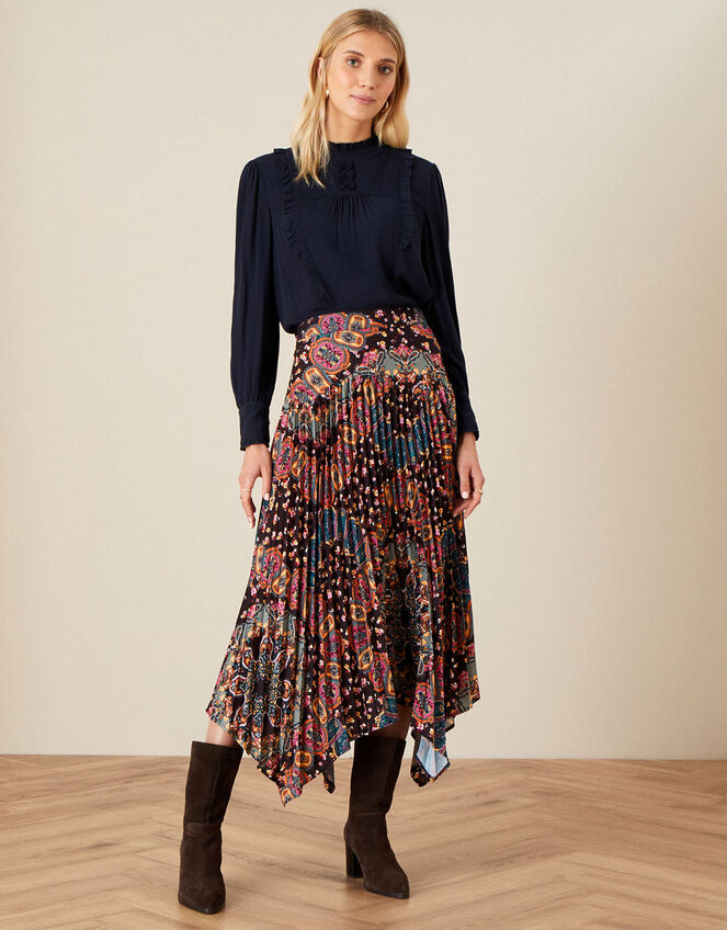 Printed Hanky Skirt, Black (BLACK), large