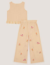 Cassia Floral Embroidered Top & Trousers Set, Cream (CREAM), large