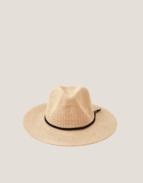 Nene Woven Fedora Sun Hat, Natural (NATURAL), large