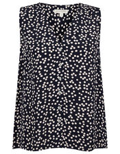Dulce Spot Print Top in Sustainable Viscose, Blue (NAVY), large