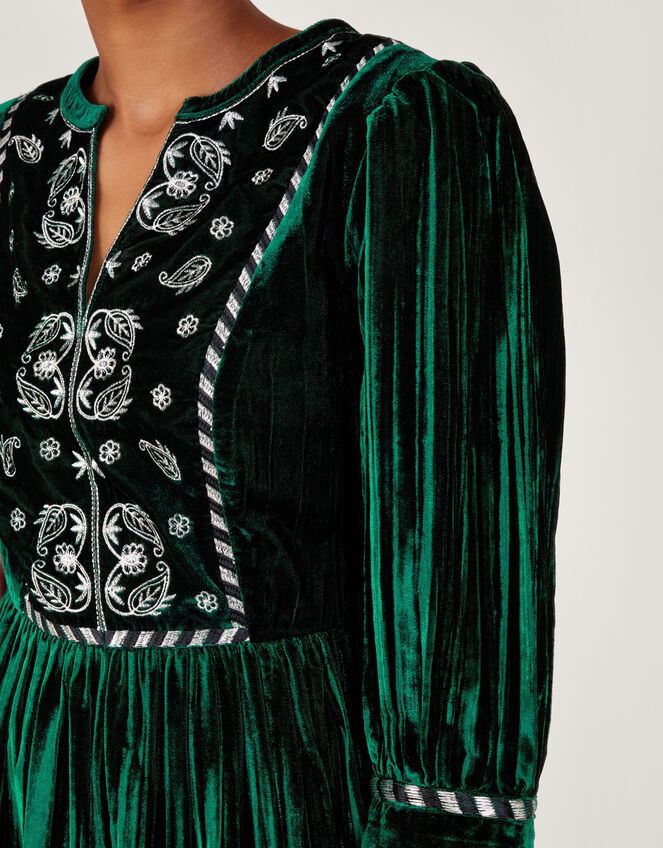 Penny Paisley Embroidered Dress, Green (GREEN), large