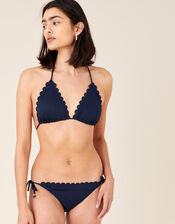 Scallop Bikini Top with Recycled Polyester, Blue (NAVY), large