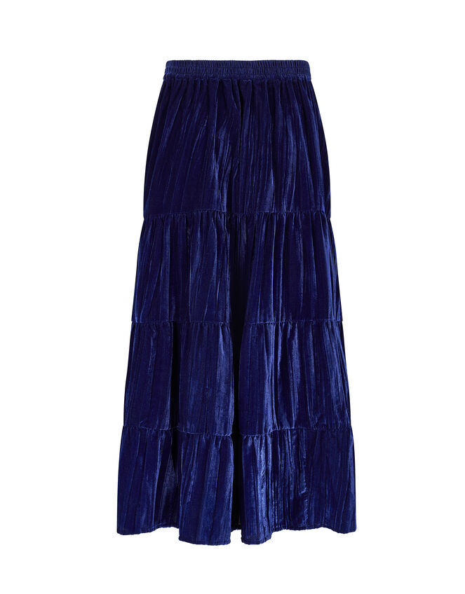 East Heather Crinkle Velvet Maxi Skirt, Blue (NAVY), large