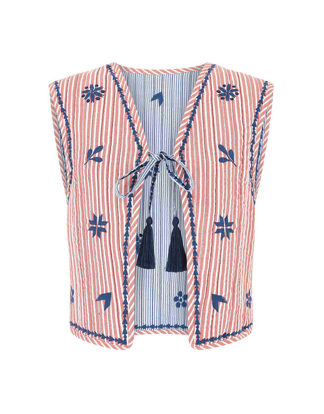 East Teleri Reversible Stripe Waistcoat, Blue (BLUE), large