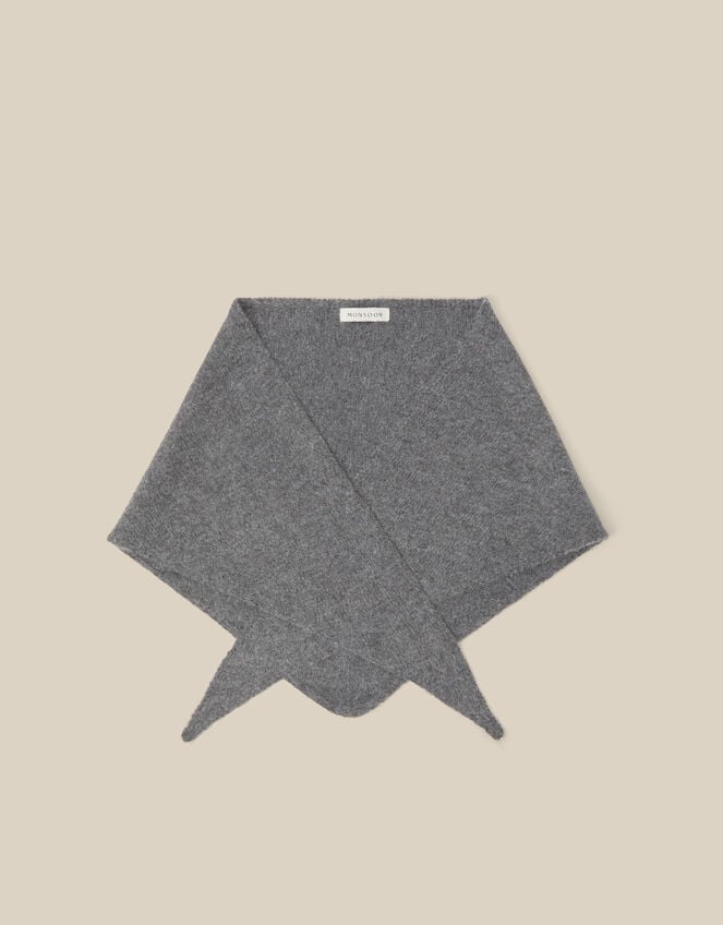 Fae Knitted Triangle Scarf, Grey (GREY), large