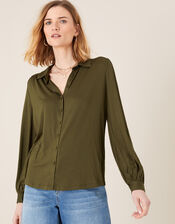 Penny Long Sleeve Shirt with LENZING™ ECOVERO™, Green (KHAKI), large