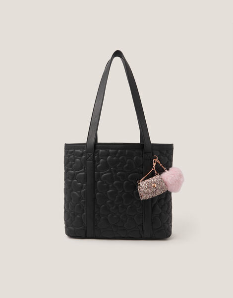 Heart Quilted School Tote Bag, , large