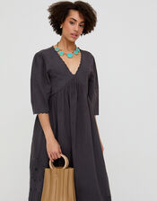 Raffya Ibiza Cutwork Midi Dress, Grey (GREY), large