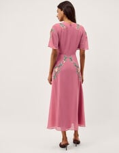 Cora Embellished Floral Midi Dress, Pink (ROSE), large