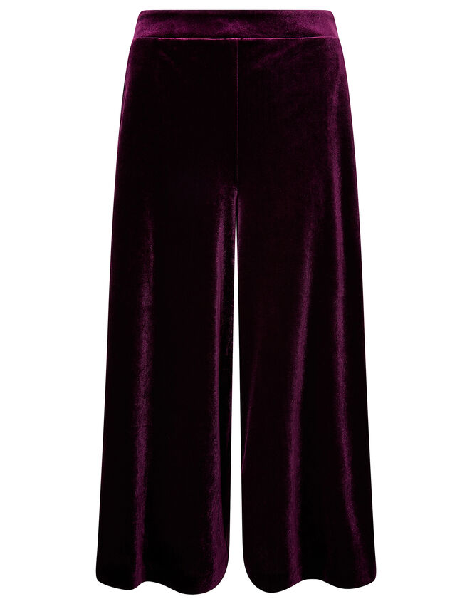 Velvet Cropped Trousers, Purple (PLUM), large