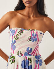 Fiona Floral Bandeau Midi Dress, Ivory (IVORY), large