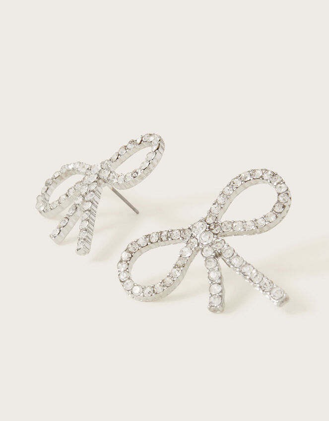 Diamante Bow Earrings, , large