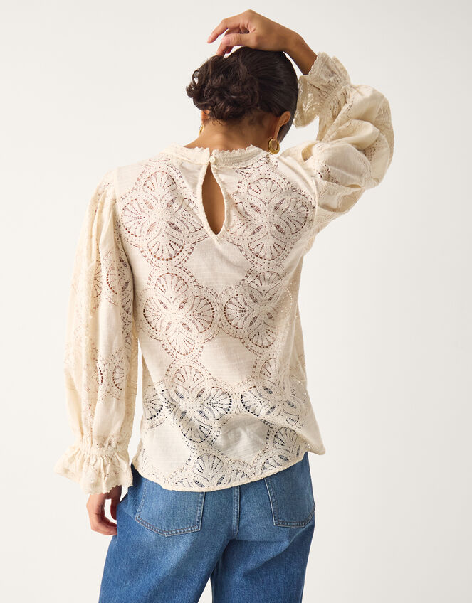 Imogen Lace Insert Blouson Blouse, Ivory (IVORY), large