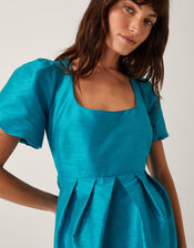 Sandra Puff Sleeve Midi Dress, Teal (TEAL), large