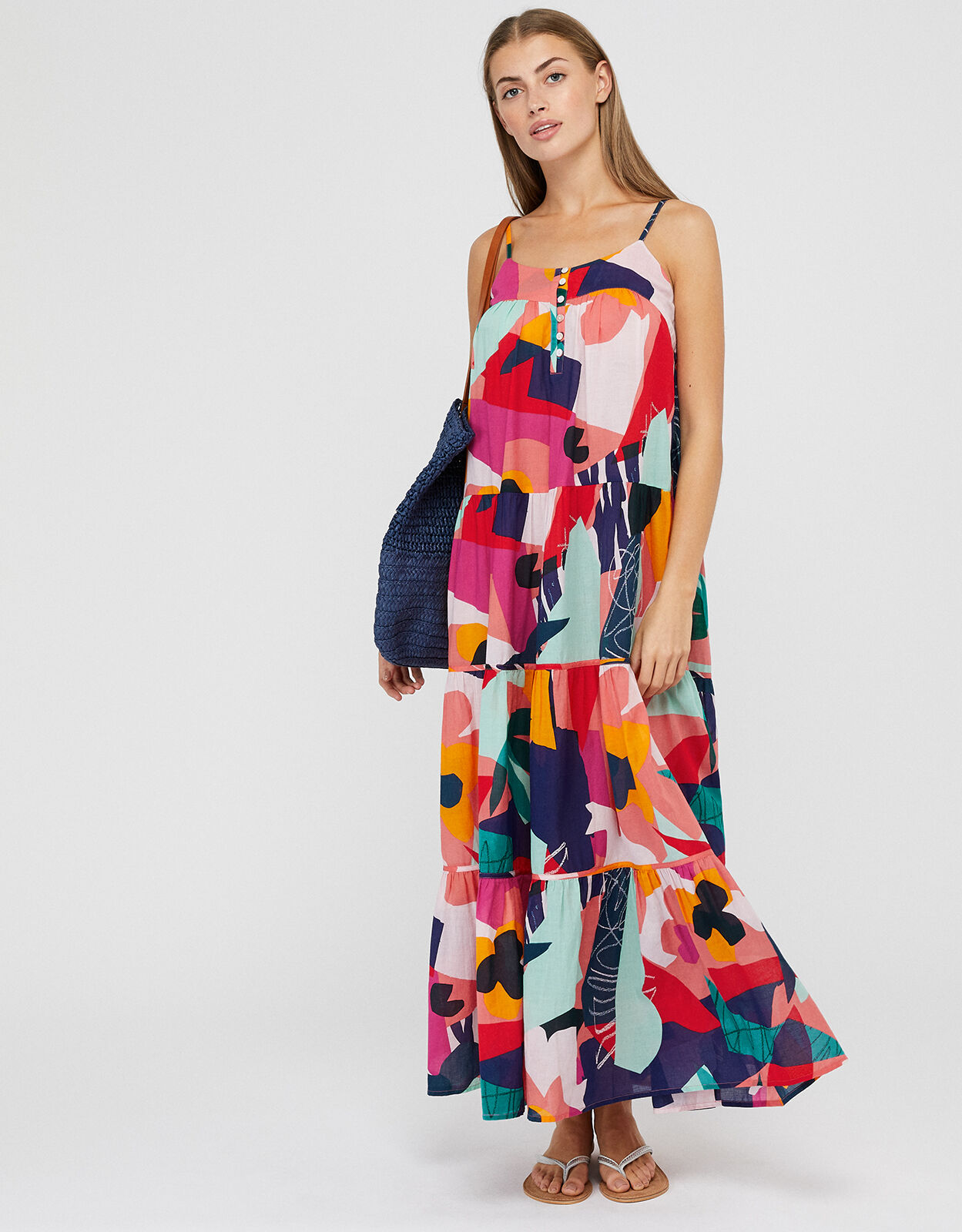 Iona Colourful Maxi Dress in Organic Cotton Multi