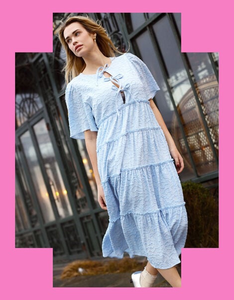 Crās Clarette Bow Midi Dress, Blue (LIGHT BLUE), large