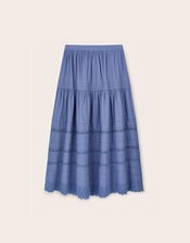 East Betsy Cotton Poplin Midi Skirt, Blue (BLUE), large