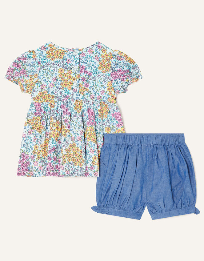 Baby Patchy Floral Top and Shorts Set, Blue (BLUE), large