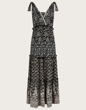 Stitch Detail Jersey Maxi Dress in Sustainable Cotton, Black (BLACK), large