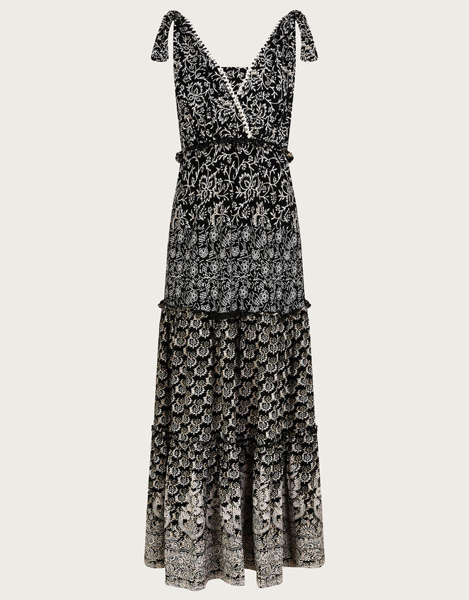 Stitch Detail Jersey Maxi Dress in Sustainable Cotton, Black (BLACK), large