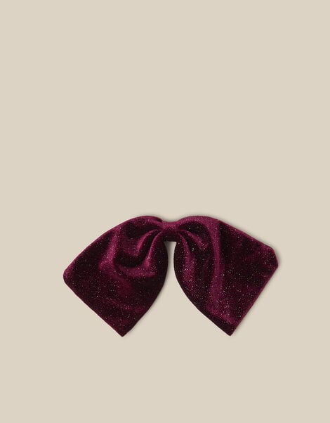 Sparkle Velvet Bow Hair Clip, Red (BURGUNDY), large