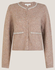 Evie Embellished Cardigan, Mink (MINK), large