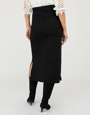Claremont Denim Maxi Skirt with Sustainable Cotton, Black (BLACK), large