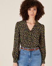 Floral Print Blouse with LENZING™ ECOVERO™, Black (BLACK), large