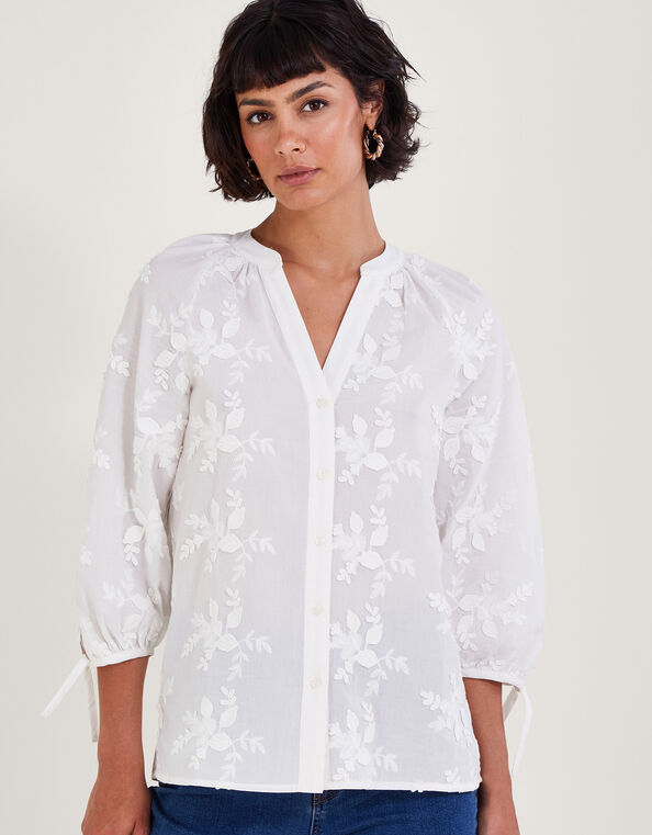 Kitty Floral Shirt, Ivory (IVORY), large