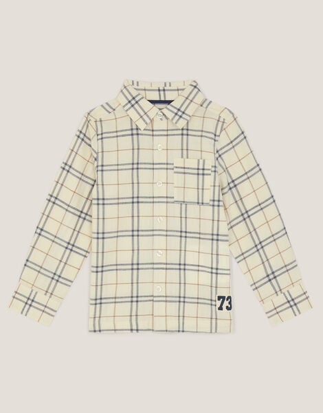 Check Print Shirt, Natural (STONE), large