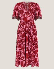 Aimee Floral Print Jersey Midi Dress, Pink (PINK), large
