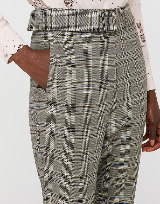 Ettie Check Wide Leg Trousers, Grey (GREY), large