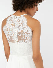 Anne Lace Back Satin Maxi Wedding Dress, Ivory (IVORY), large
